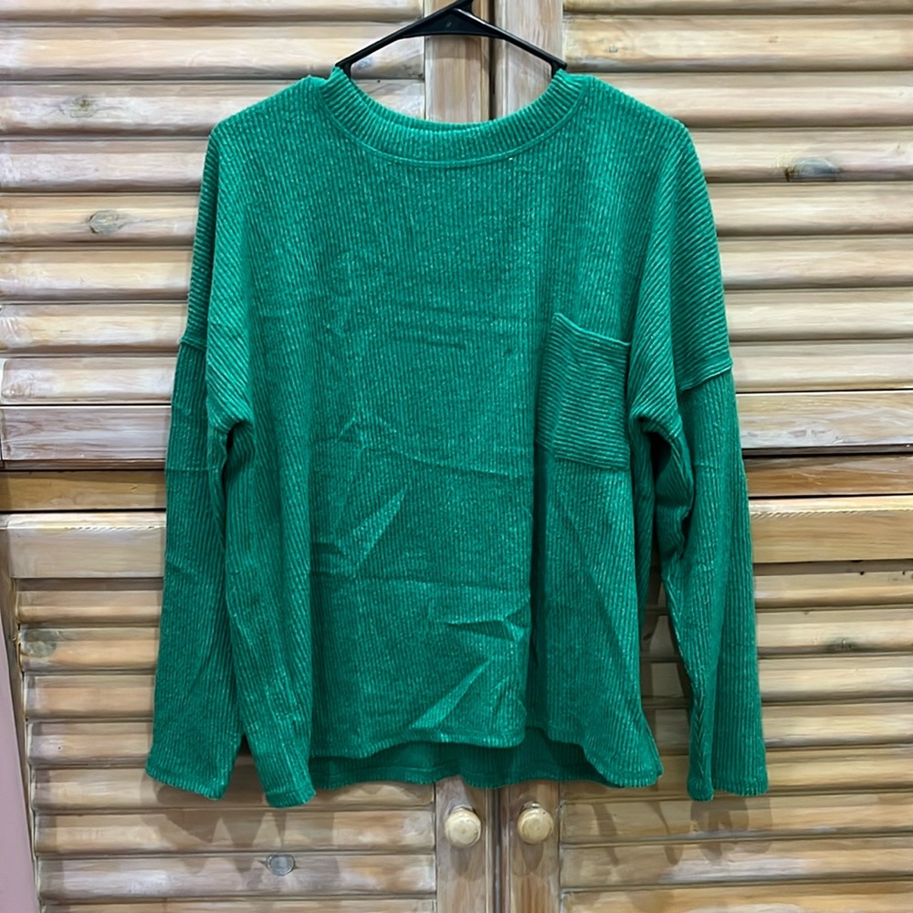 Zenana Long Sleeve Green Sweater